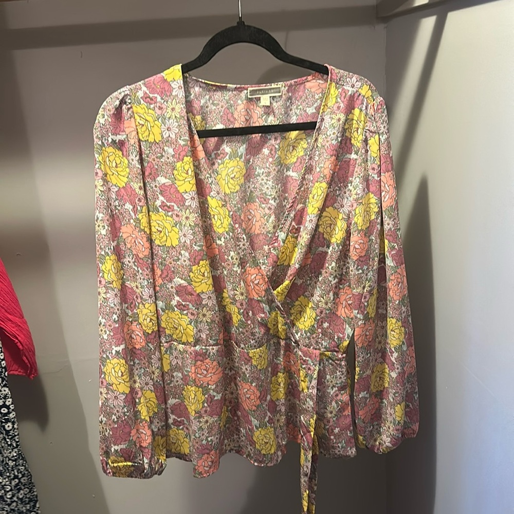 Boho faux wrap shirt